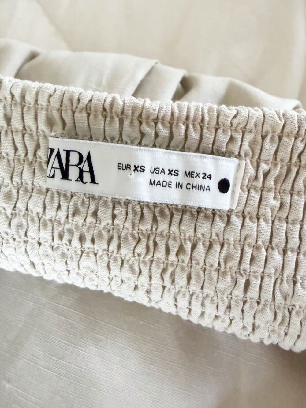 Zara Linen Cream Ivory Midi Dress Size XS Beige Minimalist Slip Sundress - Picture 10 of 10